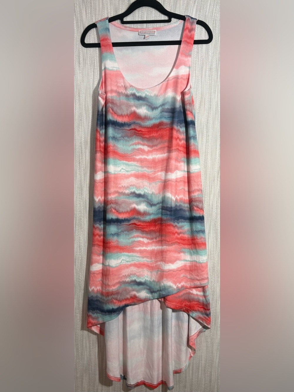 PJ Salvage Coral, Teal & Navy Wave-Print Maxi Skirt